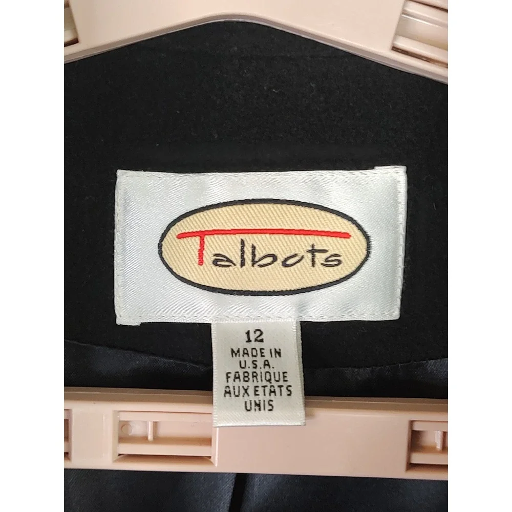 Talbots Black Wool Cashmere Blend Maxi Long Coat Made in USA Womens 12 Button - Picture 3 of 9